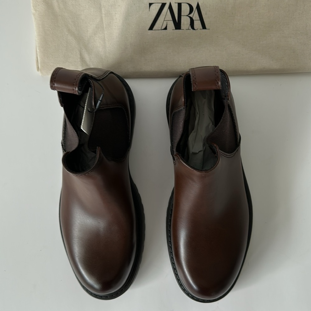 Zara Men's Dark Brown Chelsea Style Ankle Boots - Picture 12 of 17